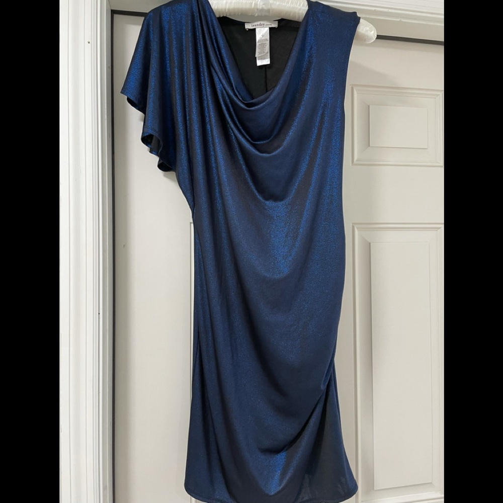 Laundry By Design Blue Shimmer Asymmetrical Dress Size S